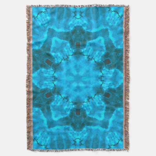Frosty Ice Blue Snowflake Kaleidoscope Muster Decke (Vorderseite Vertikal)