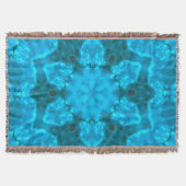 Frosty Ice Blue Snowflake Kaleidoscope Muster Decke (Vorderseite)