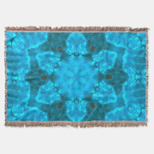 Frosty Ice Blue Snowflake Kaleidoscope Muster Decke