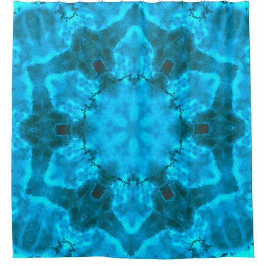 Frosty Ice Blue Snowflake Kaleidoscope Muster Duschvorhang (Vorderseite)