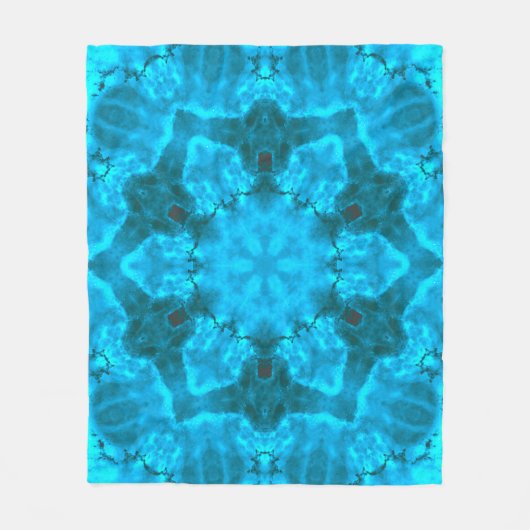 Frosty Ice Blue Snowflake Kaleidoscope Muster Fleecedecke (Vorderseite)
