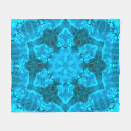 Frosty Ice Blue Snowflake Kaleidoscope Muster Fleecedecke (Vorderseite (Horizontal))
