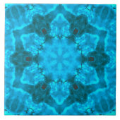 Frosty Ice Blue Snowflake Kaleidoscope Muster Fliese (Vorderseite)