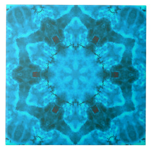 Frosty Ice Blue Snowflake Kaleidoscope Muster Fliese