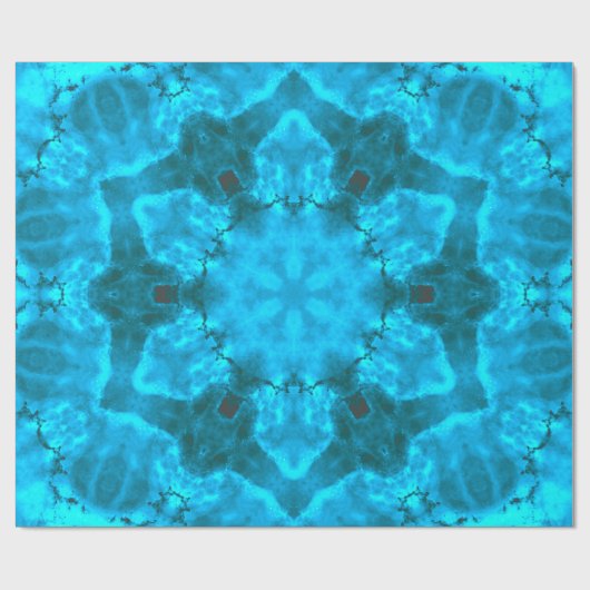 Frosty Ice Blue Snowflake Kaleidoscope Muster Geschenkpapier (Flach)