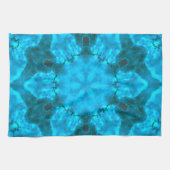 Frosty Ice Blue Snowflake Kaleidoscope Muster Geschirrtuch (Horizontal)
