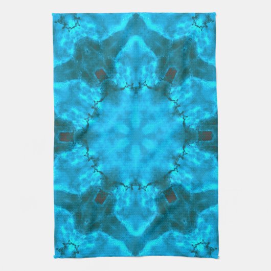 Frosty Ice Blue Snowflake Kaleidoscope Muster Geschirrtuch (Vertikal)