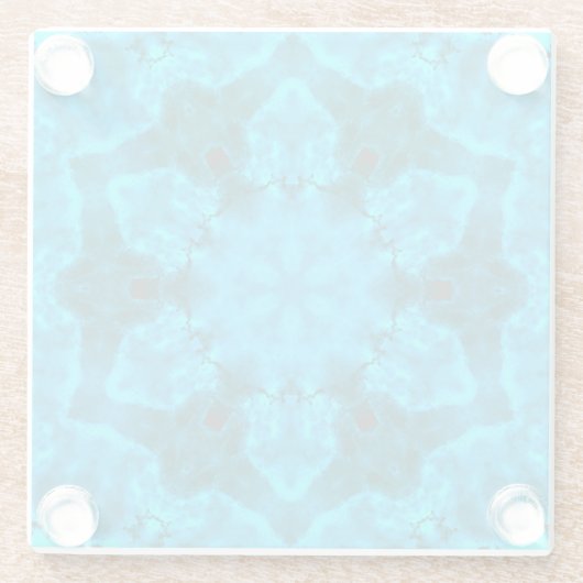 Frosty Ice Blue Snowflake Kaleidoscope Muster Glasuntersetzer (Rückseite)