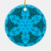 Frosty Ice Blue Snowflake Kaleidoscope Muster Keramik Ornament (Hinten)