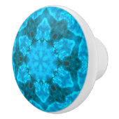 Frosty Ice Blue Snowflake Kaleidoscope Muster Keramikknauf (Rechts)