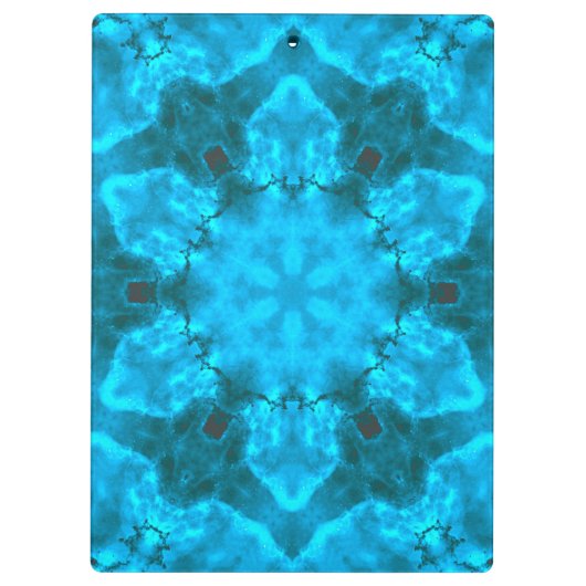 Frosty Ice Blue Snowflake Kaleidoscope Muster Klemmbrett (Rückseite)