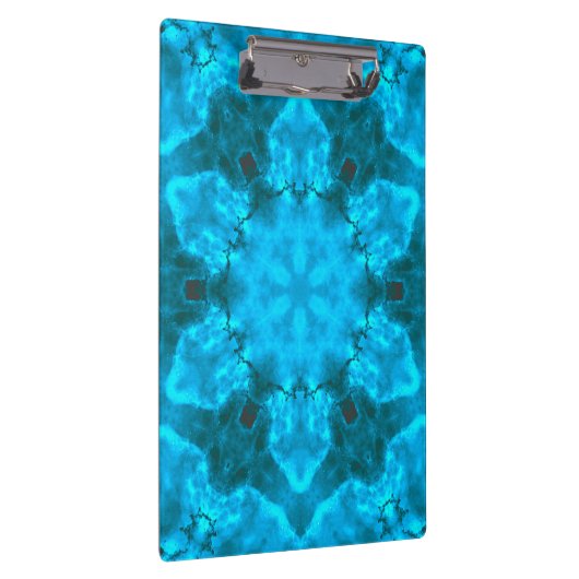 Frosty Ice Blue Snowflake Kaleidoscope Muster Klemmbrett (Rechts)