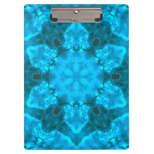 Frosty Ice Blue Snowflake Kaleidoscope Muster Klemmbrett