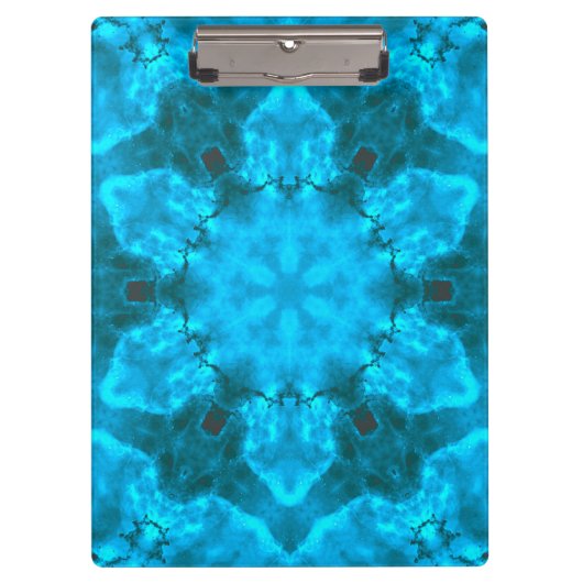 Frosty Ice Blue Snowflake Kaleidoscope Muster Klemmbrett (Vorderseite)