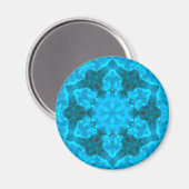 Frosty Ice Blue Snowflake Kaleidoscope Muster Magnet (Vorderseite/Rückseite)