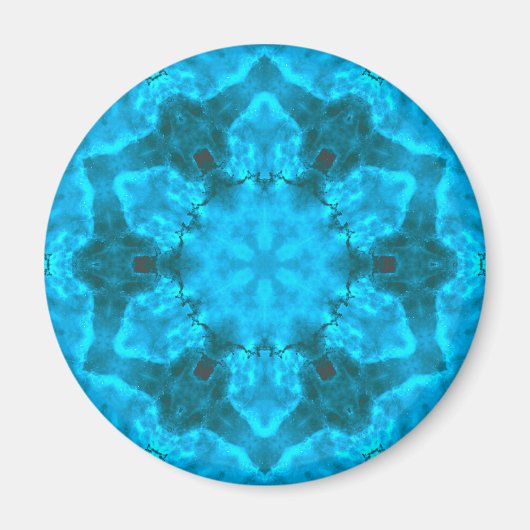 Frosty Ice Blue Snowflake Kaleidoscope Muster Magnet (Vorne)