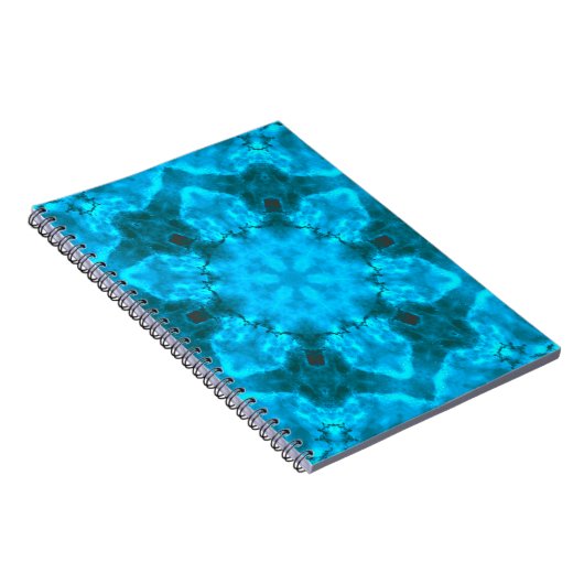 Frosty Ice Blue Snowflake Kaleidoscope Muster Notizblock (Rechte Seite)