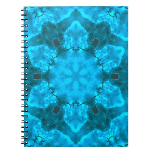 Frosty Ice Blue Snowflake Kaleidoscope Muster Notizblock (Vorderseite)