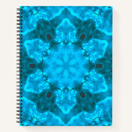 Frosty Ice Blue Snowflake Kaleidoscope Muster Notizblock (Vorderseite)