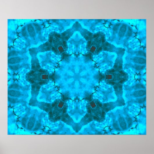 Frosty Ice Blue Snowflake Kaleidoscope Muster Poster (Vorne)