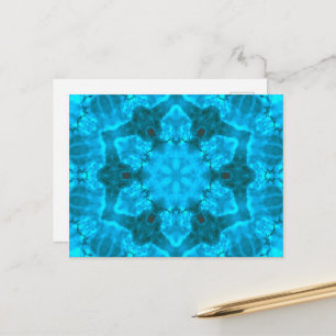Frosty Ice Blue Snowflake Kaleidoscope Muster Postkarte