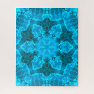 Frosty Ice Blue Snowflake Kaleidoscope Muster Puzzle