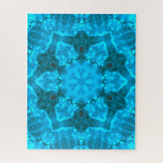 Frosty Ice Blue Snowflake Kaleidoscope Muster Puzzle (Vertikal)