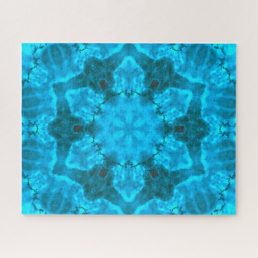 Frosty Ice Blue Snowflake Kaleidoscope Muster Puzzle (Horizontal)