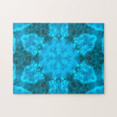Frosty Ice Blue Snowflake Kaleidoscope Muster Puzzle (Horizontal)