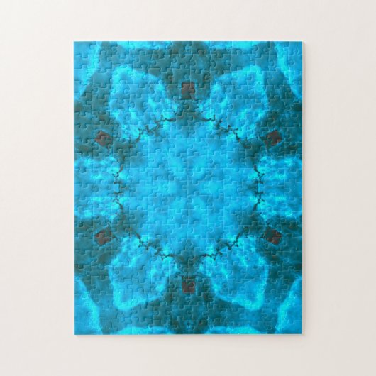 Frosty Ice Blue Snowflake Kaleidoscope Muster Puzzle (Vertikal)
