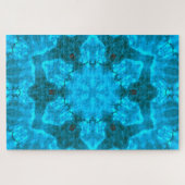 Frosty Ice Blue Snowflake Kaleidoscope Muster Puzzle (Horizontal)