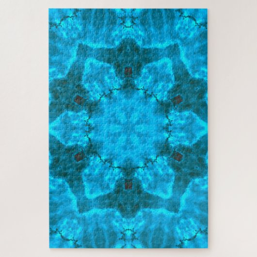 Frosty Ice Blue Snowflake Kaleidoscope Muster Puzzle (Vertikal)
