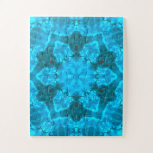 Frosty Ice Blue Snowflake Kaleidoscope Muster Puzzle