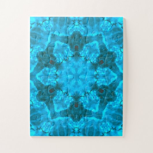 Frosty Ice Blue Snowflake Kaleidoscope Muster Puzzle (Vertikal)