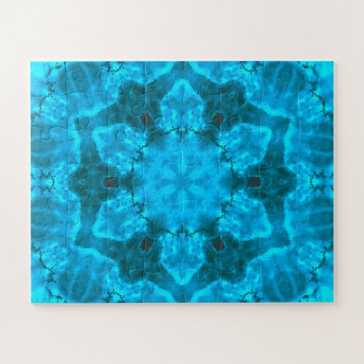 Frosty Ice Blue Snowflake Kaleidoscope Muster Puzzle (Horizontal)