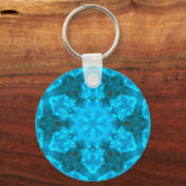 Frosty Ice Blue Snowflake Kaleidoscope Muster Schlüsselanhänger (Vorderseite)