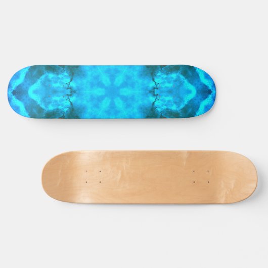 Frosty Ice Blue Snowflake Kaleidoscope Muster Skateboard (Horizontal)