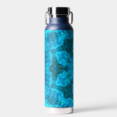 Frosty Ice Blue Snowflake Kaleidoscope Muster Trinkflasche (Vorne)