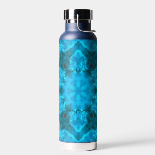 Frosty Ice Blue Snowflake Kaleidoscope Muster Trinkflasche (Links)