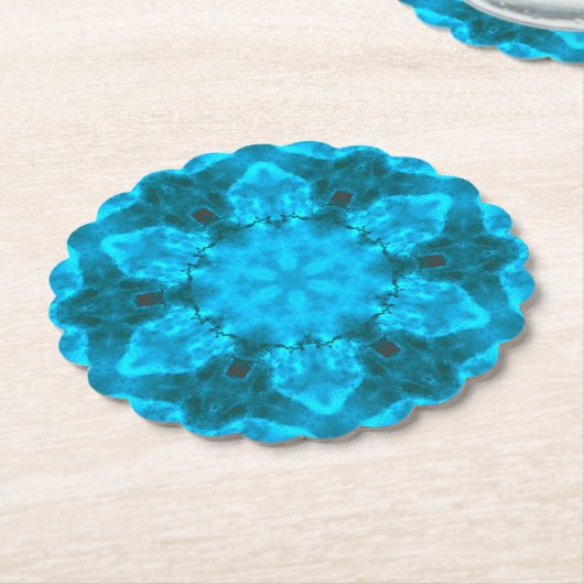 Frosty Ice Blue Snowflake Kaleidoscope Muster Untersetzer (angewinkelt)