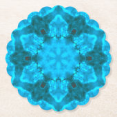 Frosty Ice Blue Snowflake Kaleidoscope Muster Untersetzer (Vorderseite)