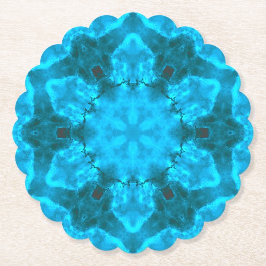 Frosty Ice Blue Snowflake Kaleidoscope Muster Untersetzer (Vorderseite)