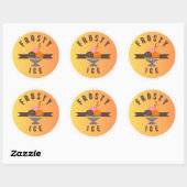 Frosty Ice – Retro-Eisbecher-Logo Runder Aufkleber (Blatt)