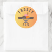 Frosty Ice – Retro-Eisbecher-Logo Runder Aufkleber (Tasche)