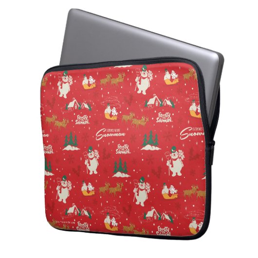 Frosty - Jedermanns liebstes Schneemannsmuster Laptopschutzhülle (Vorderseite Links)