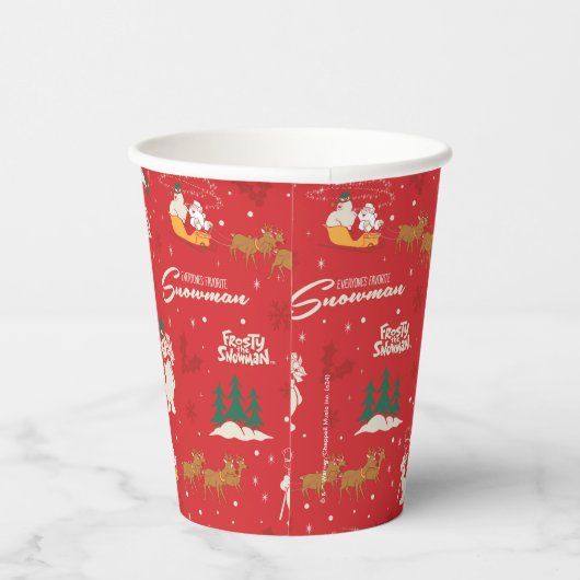 Frosty - Jedermanns liebstes Schneemannsmuster Pappbecher (Rechts)