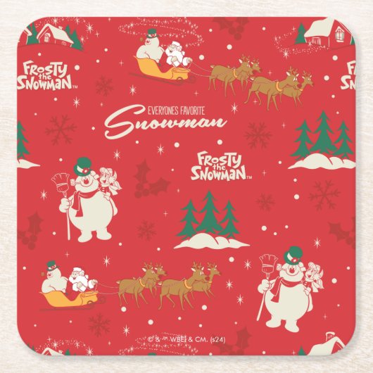 Frosty - Jedermanns liebstes Schneemannsmuster Rechteckiger Pappuntersetzer (Vorderseite)