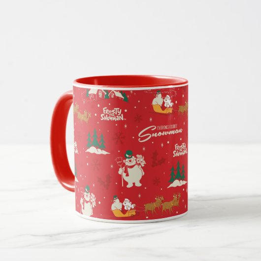 Frosty - Jedermanns liebstes Schneemannsmuster Tasse (Vorderseite Links)