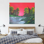 Frosty Lake Colorful Red Sunset Leinwanddruck (Insitu (Schlafzimmer))