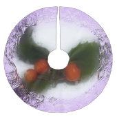 Frosty Lila Holly Polyester Weihnachtsbaumdecke (Vorderseite)